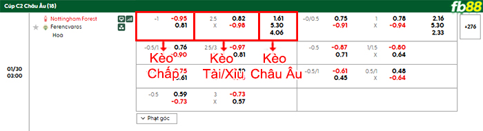 fb88 bang keo tran dau Nottingham vs Ferencvaros 30 01 2026
